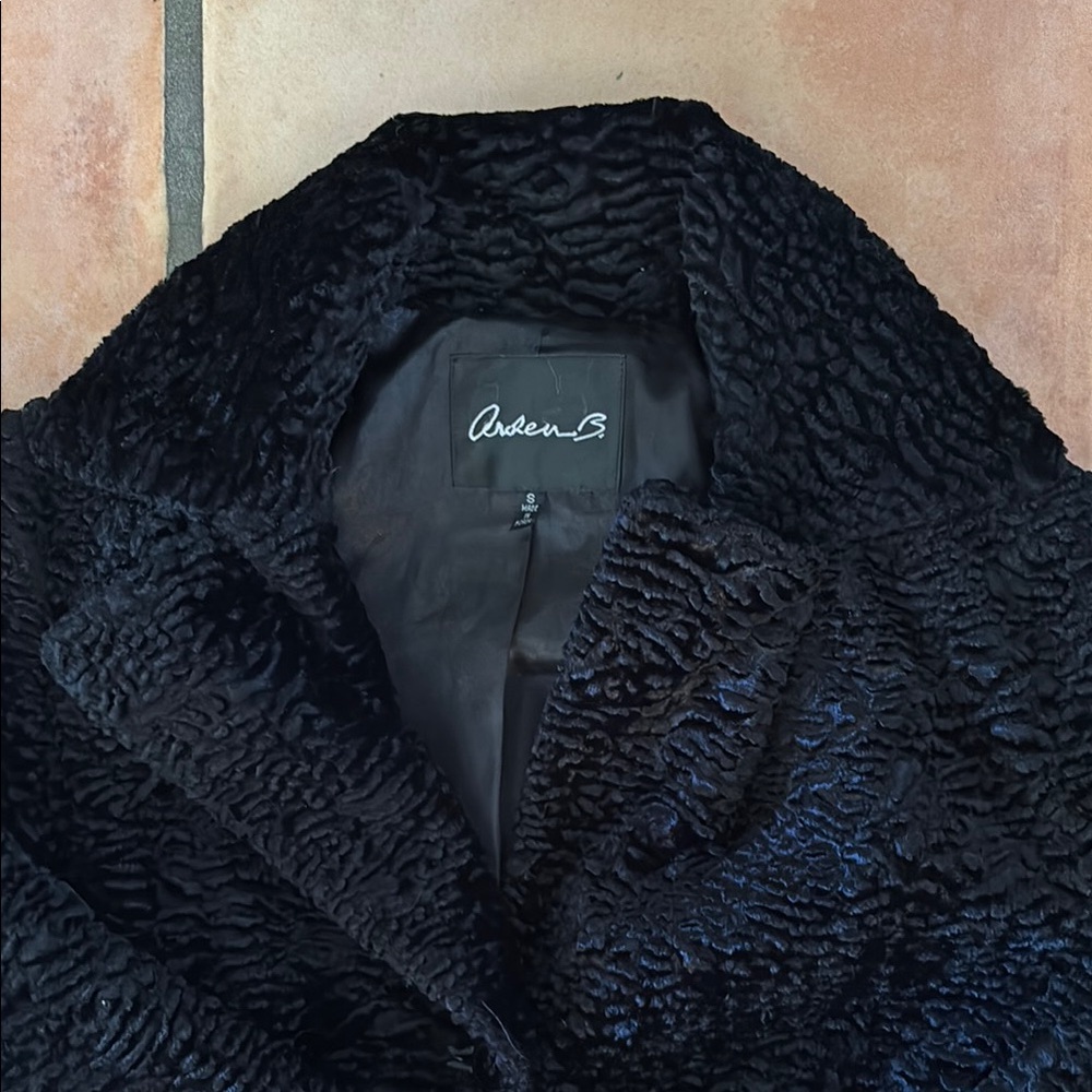 Arden B Long Black Textured Coat